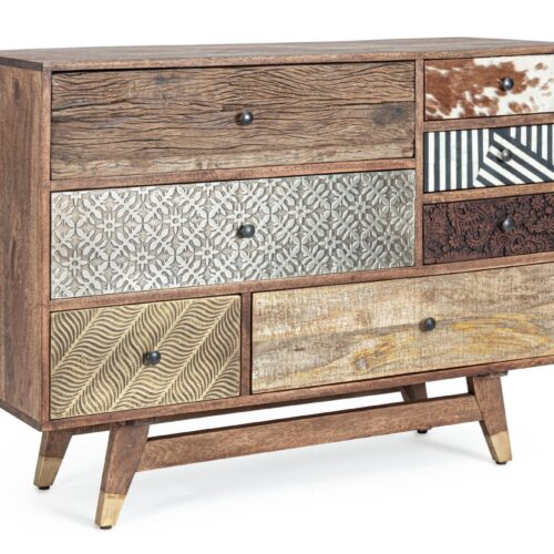 DHAVAL barna mangófa tálalószekrény