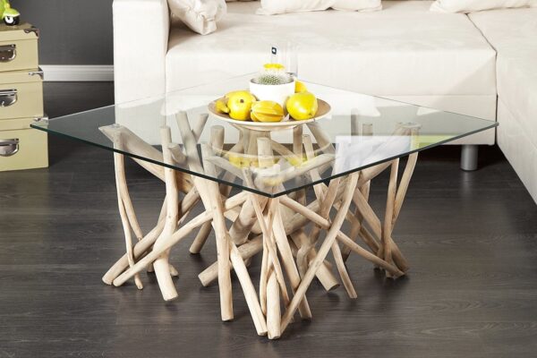 DRIFTWOOD natúr fa üveg dohányzóasztal 80cm - Üveglap nélkül DRIFTWOOD natúr fa üveg dohányzóasztal 80cm - Üveglap nélkül
