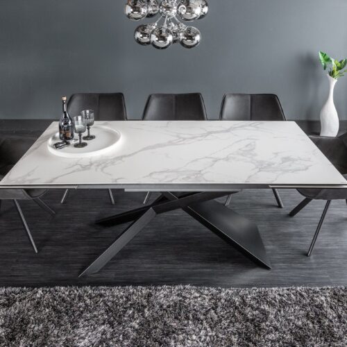 EUPHORIA márványmintás szürke kerámia bővíthető étkezőasztal 180-220-260cm
