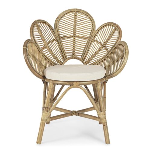 FLORES natúr kerti szék karfával párnával