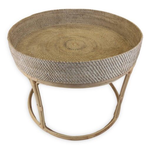 IKAN kerek rattan bambusz dohányzóasztal 50cm IKAN kerek rattan bambusz dohányzóasztal 50cm