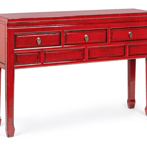 JINAN piros konzolasztal 3 fiókkal 128cm