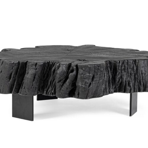 KEVAL fekete akácfa dohányzóasztal 90cm