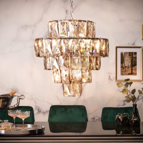 KRISTALL szürke üveg csillár