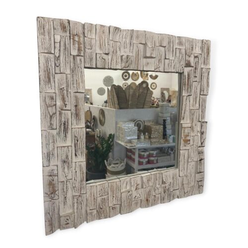 MENDOYO fehér fakeretes tükör 60x60 cm