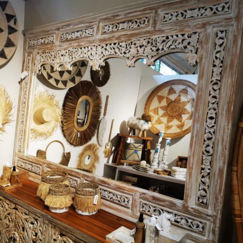 MENGWI teakfa tükör 200x145 cm