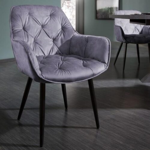 MILANO ezüstszürke bársony szék