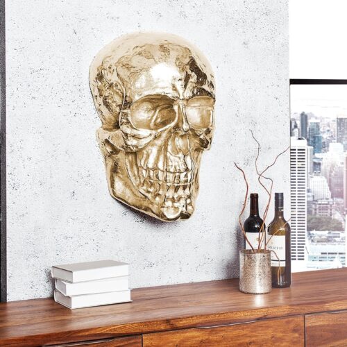 SKULL arany falidísz 40cm