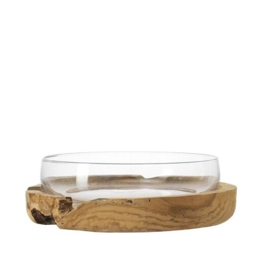 LEONARDO TERRA tál 39cm teakfa alapon