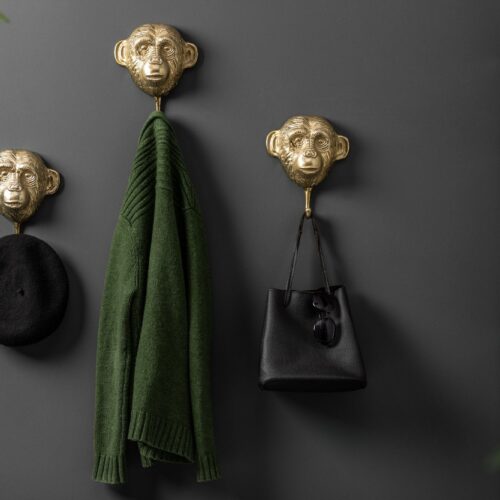 THREE APES arany alumínium fali akasztó