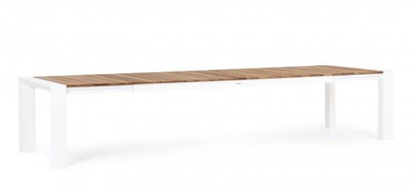 CAMERON II fehér teakfa bővíthető kerti étkezőasztal 253-384cm