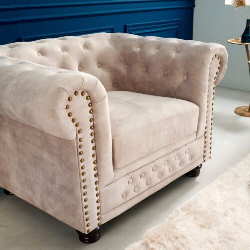 CHESTERFIELD bézs bársony fotel CHESTERFIELD bézs bársony fotel