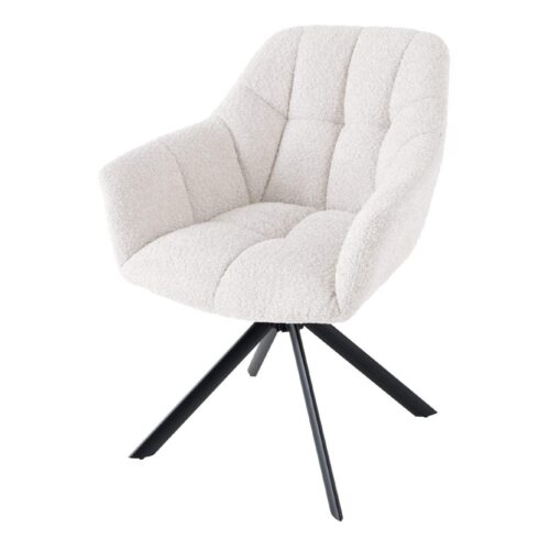 PAPILLON fehér bouclé forgószék karfás 180°-ban forgatható PAPILLON fehér bouclé forgószék karfás 180°-ban forgatható