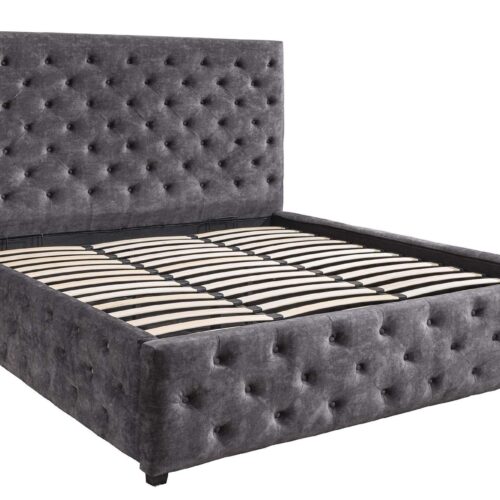 PARIS CHESTERFIELD szürke bársony ágy 160x200 cm PARIS CHESTERFIELD szürke bársony ágy 160x200 cm