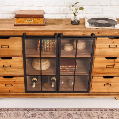 HERITAGE barna fenyőfa vitrin 150 cm HERITAGE barna fenyőfa vitrin 150 cm