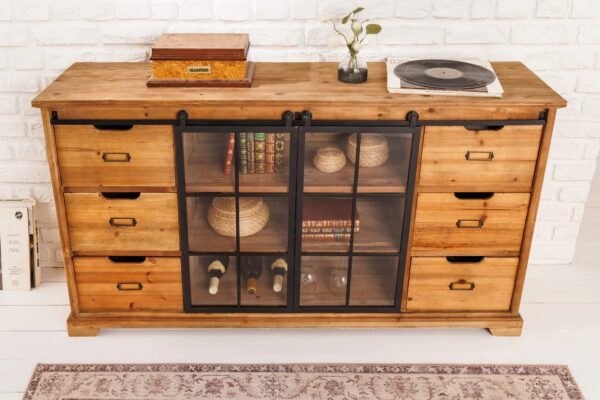 HERITAGE barna fenyőfa vitrin 150 cm