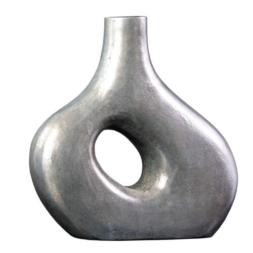 RING sötétszürke fém váza 40cm RING sötétszürke fém váza 40cm