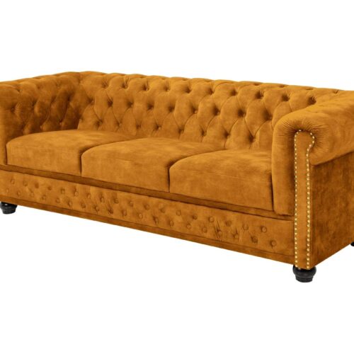 CHESTERFIELD sárga bársony kanapé