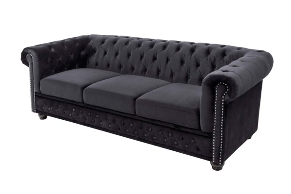 CHESTERFIELD fekete bársony kanapé CHESTERFIELD fekete bársony kanapé