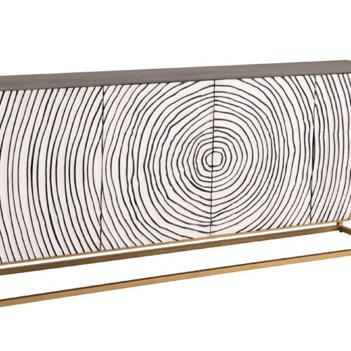 ZEN CIRCLE fekete-fehér mangófa komód 180cm ZEN CIRCLE fekete-fehér mangófa komód 180cm