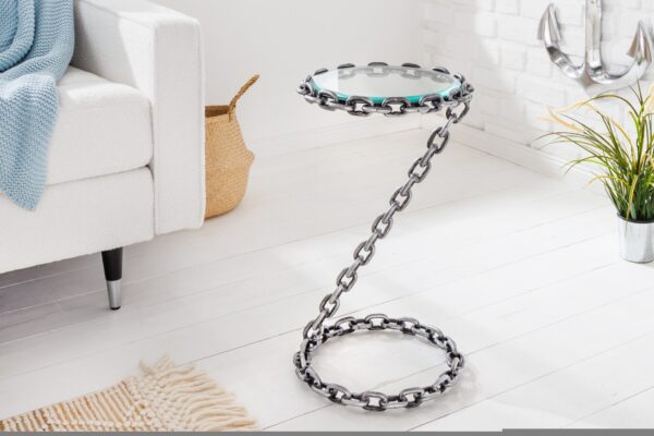 CHAIN ezüst üveg dohányzóasztal 55cm CHAIN ezüst üveg dohányzóasztal 55cm