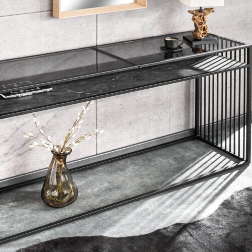 ARCHITECTURE fekete márvány mintázatú konzol asztal 120cm ARCHITECTURE fekete márvány mintázatú konzol asztal 120cm