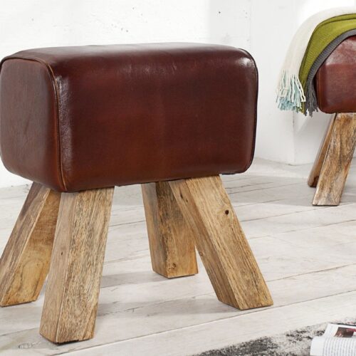 BOCK II kávészínű bőr hokedli 40 cm BOCK II kávészínű bőr hokedli 40 cm