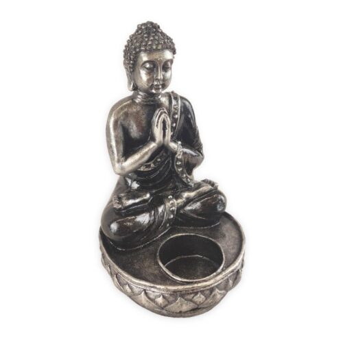 BUDDHA ezüst és fekete Buddha mécsestartó BUDDHA ezüst és fekete Buddha mécsestartó