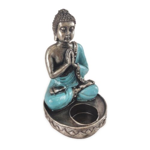 BUDDHA ezüst és kék Buddha mécsestartó BUDDHA ezüst és kék Buddha mécsestartó