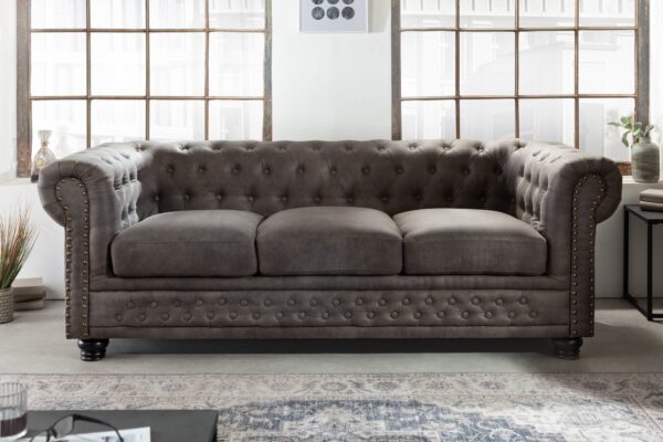 CHESTERFIELD 3 személyes szürke vintage kanapé CHESTERFIELD 3 személyes szürke vintage kanapé