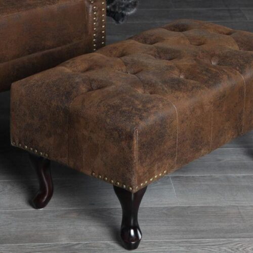 CHESTERFIELD antik barna lábzsámoly CHESTERFIELD antik barna lábzsámoly