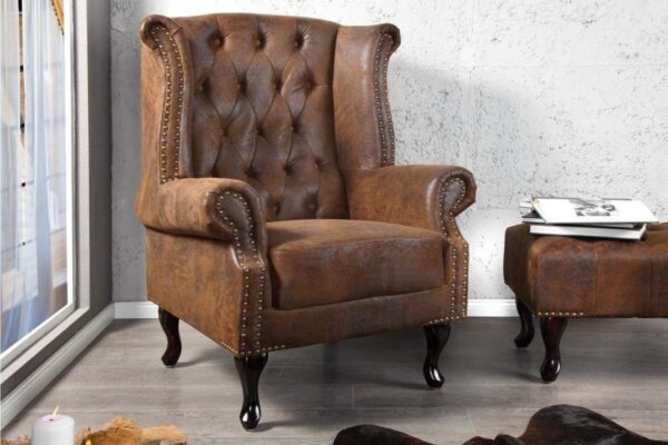 CHESTERFIELD barna antik fotel CHESTERFIELD barna antik fotel