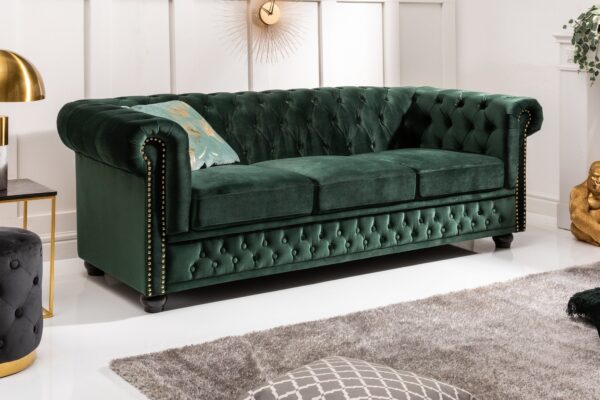 CHESTERFIELD zöld bársony kanapé CHESTERFIELD zöld bársony kanapé