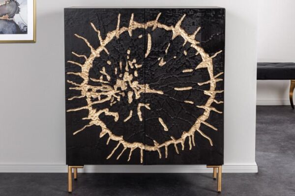 CIRCLE fekete-arany mangófa tálalószekrény 120cm CIRCLE fekete-arany mangófa tálalószekrény 120cm