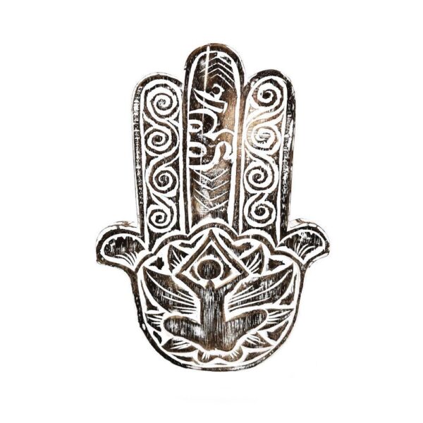 HAMSA barna faragott fa dekoráció HAMSA barna faragott fa dekoráció