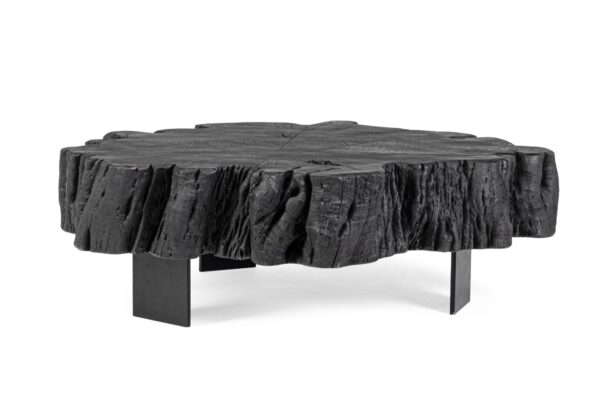 KEVAL fekete akácfa dohányzóasztal 90cm KEVAL fekete akácfa dohányzóasztal 90cm