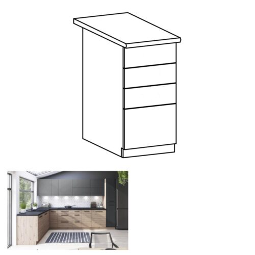 LANGEN barna mdf fiókos alsó konyhaszekrény 40cm LANGEN barna mdf fiókos alsó konyhaszekrény 40cm