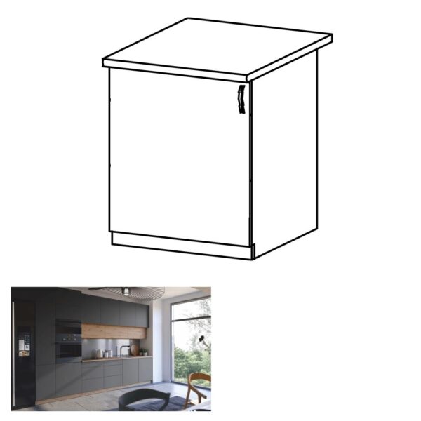 LANGEN szürke mdf alsó konyhaszekrény balos 60cm
