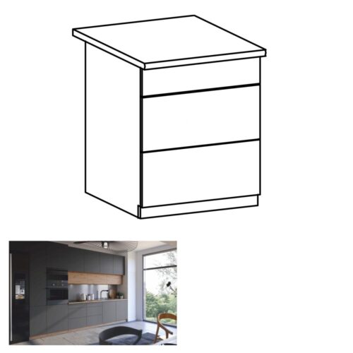 LANGEN szürke mdf fiókos alsó konyhaszekrény 60cm LANGEN szürke mdf fiókos alsó konyhaszekrény 60cm