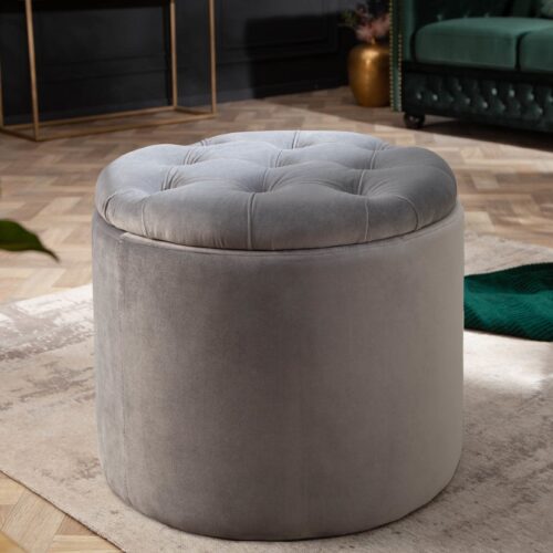 MODERN BAROCK ezüst bársony hokedli 50cm MODERN BAROCK ezüst bársony hokedli 50cm