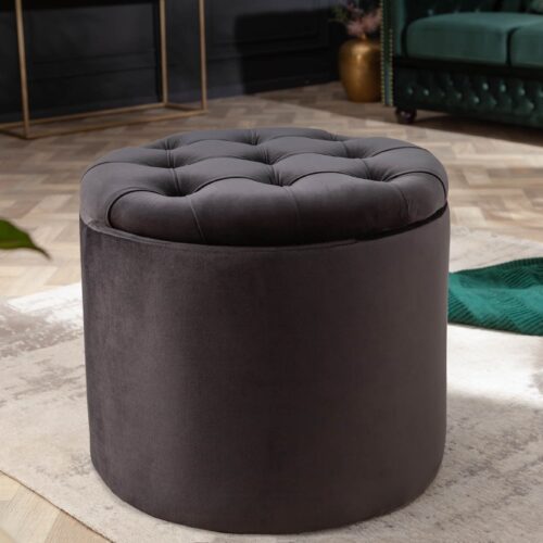 MODERN BAROCK fekete bársony hokedli 50cm MODERN BAROCK fekete bársony hokedli 50cm