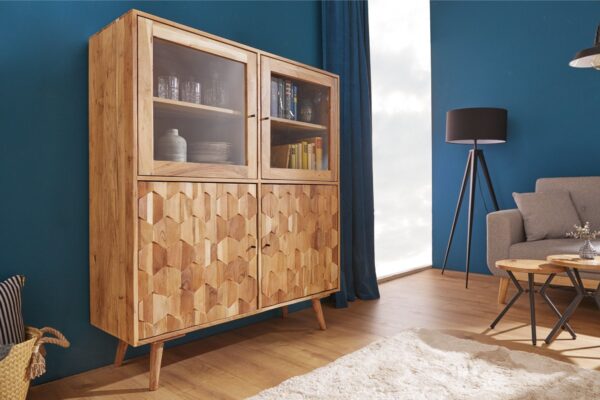 MYSTIC LIVING barna akácfa vitrin 118x40x140 MYSTIC LIVING barna akácfa vitrin 118x40x140