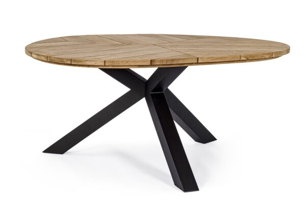 PALMDALE fekete és barna teakfa 8 személyes étkezőasztal 160cm PALMDALE fekete és barna teakfa 8 személyes étkezőasztal 160cm