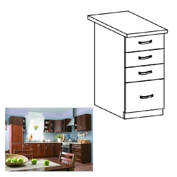 SICILIA barna mdf fiókos alsó konyhaszekrény 40cm