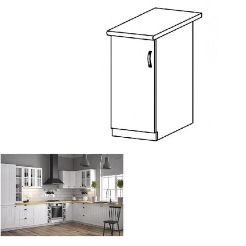 PROVANCE fehér mdf alsó konyhaszekrény balos 40cm