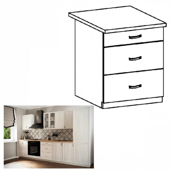 SICILIA fehér mdf fiókos alsó konyhaszekrény 60cm
