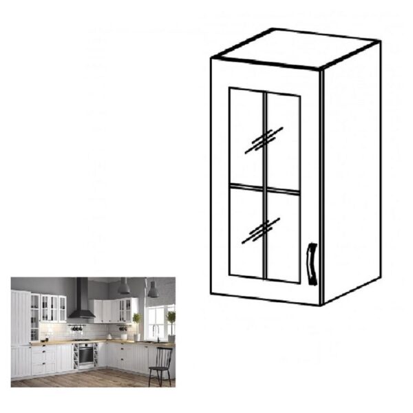 PROVANCE B fehér mdf felső konyhaszekrény balos 40cm